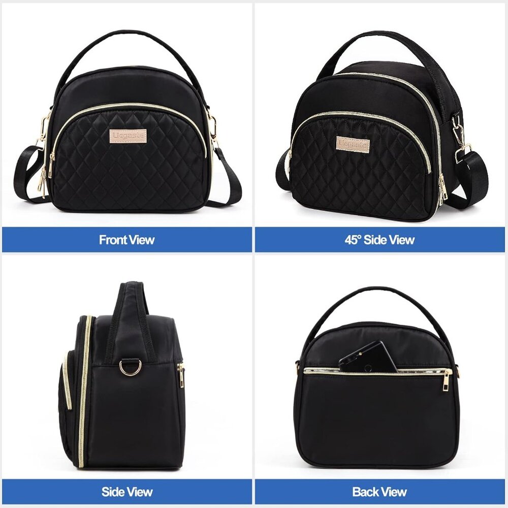 Black Cute Insulated Lunch Tote Bag for Women Work,Reusable Adult Lunch Box for - Picture 5 of 6